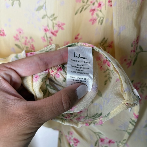 Lulu's Yellow v neck Floral Blouse - Picture 9 of 9